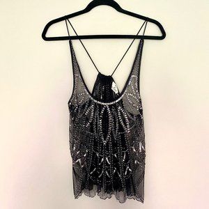 Urban Outfitters Black Sheer Embellished Slip Top